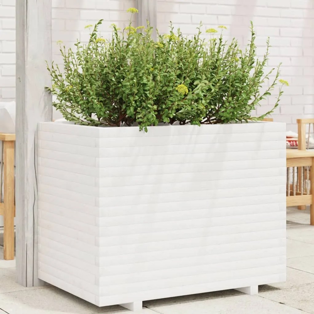 Vaso/floreira de jardim 90x60x72 cm pinho maciço branco