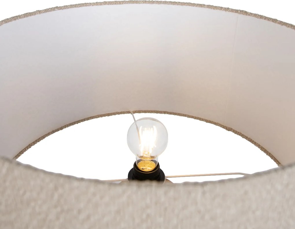 Candeeiro de pé de madeira com abajur de tecido bege 50cm - Tripod Classic