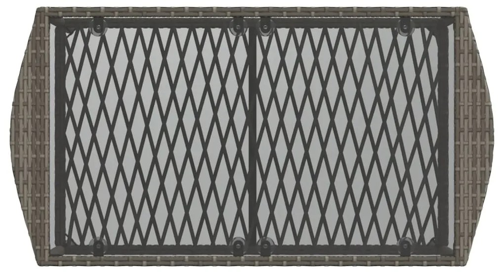 4 pcs conjunto sofás de jardim c/ almofadões vime PE cinzento