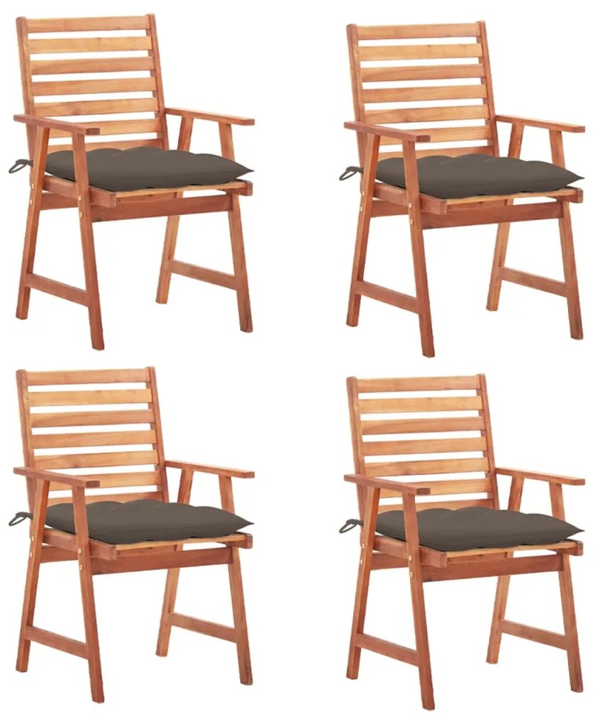 vidaXL Cadeiras de jantar p/ jardim 4 pcs c/ almofadões acácia maciça