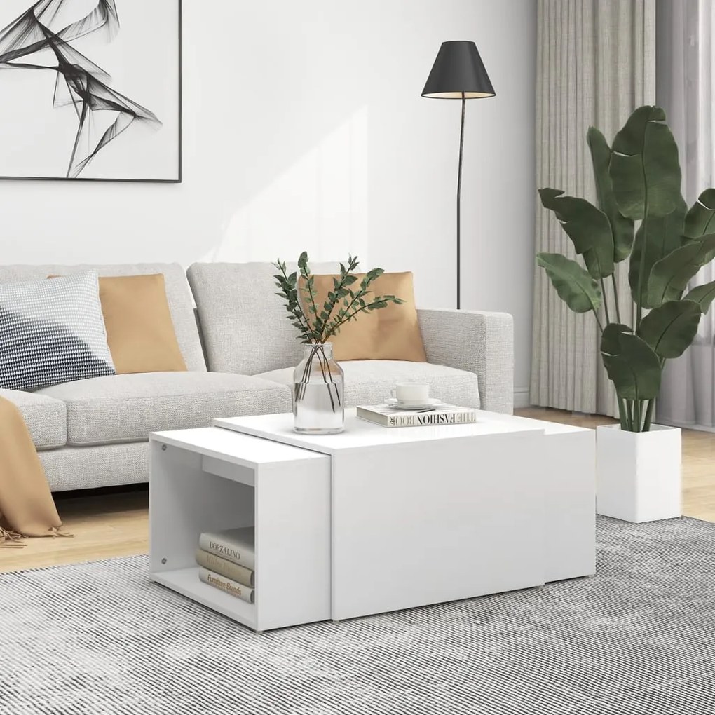 806894 vidaXL 3pcs conjunto mesas centro 60x60x38cm madeira processada branco