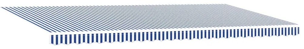 Toldo Retrátil with Manual Azul e branco 6 x 3 m Tecido e metal