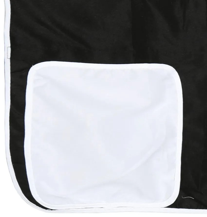 Cama alta criança c/ cortina 90x190cm pinho maciço branco/preto