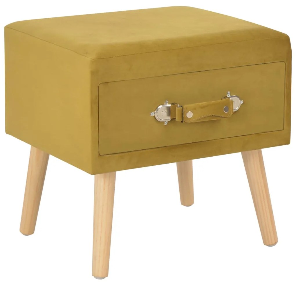 vidaXL Mesa-de-cabeceira 40x35x40 cm veludo mostarda