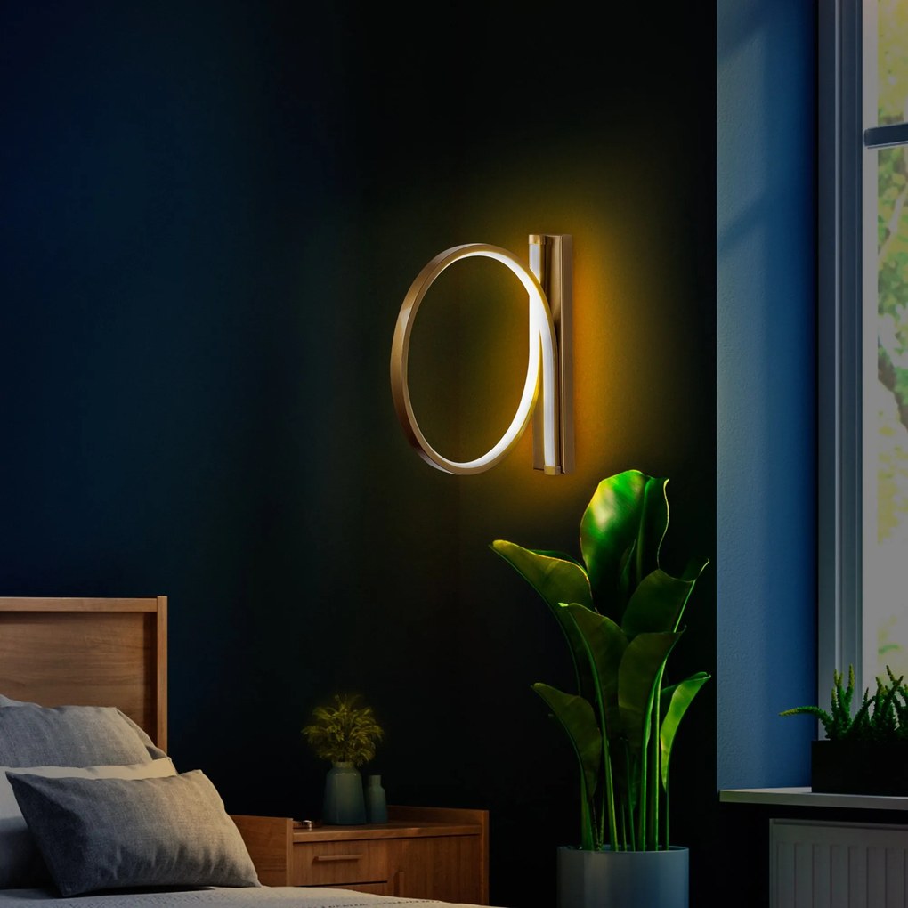 Candeeiro de Parede Halka – Dourado – Diâmetro: 30 cm, Profundidade: 5