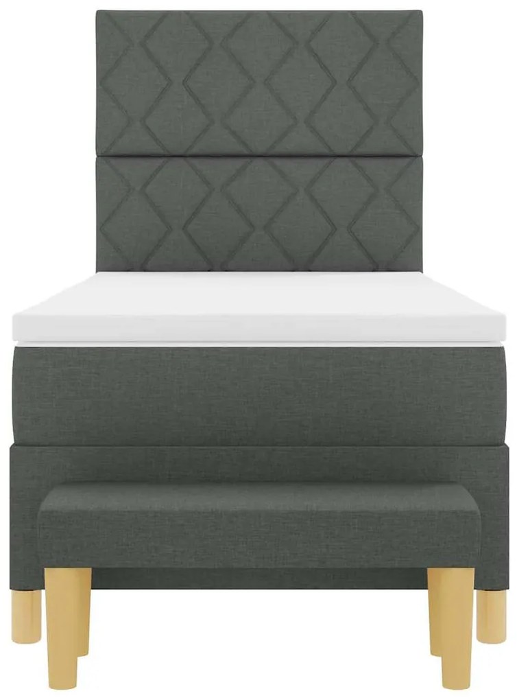 Cama Box Spring com Colchão e Base Cinza Escuro 100x200 cm Tecido