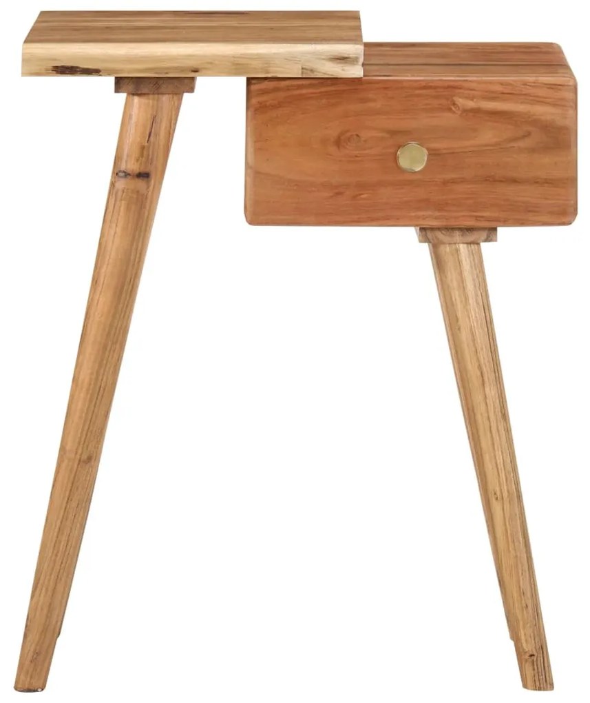 Mesa de cabeceira em madeira de acácia maciça 45x32x55 cm