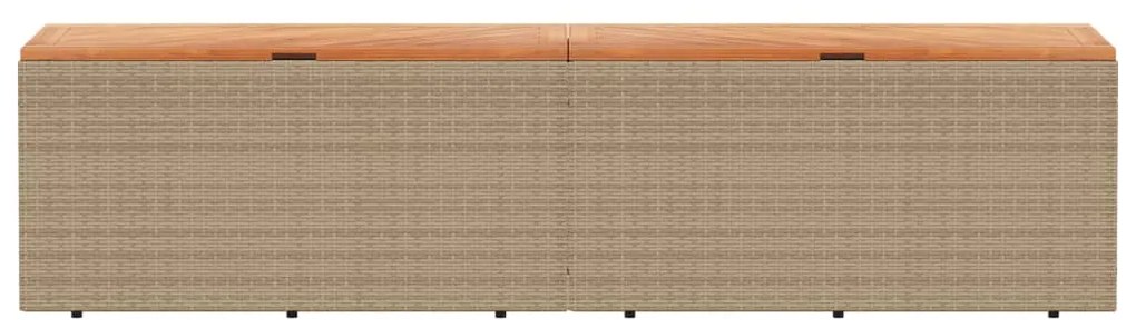 Caixa arrumação jardim 220x50x54 cm vime PE/acácia maciça bege