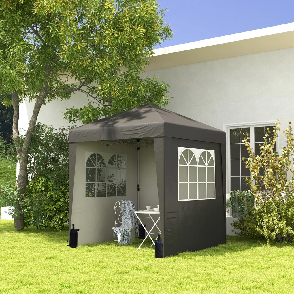 Tenda de jardim pop-up dobrável 2 x 2 x 2,6 m, com altura ajustável, proteção UV 30+, 3 paredes laterais, cinzenta