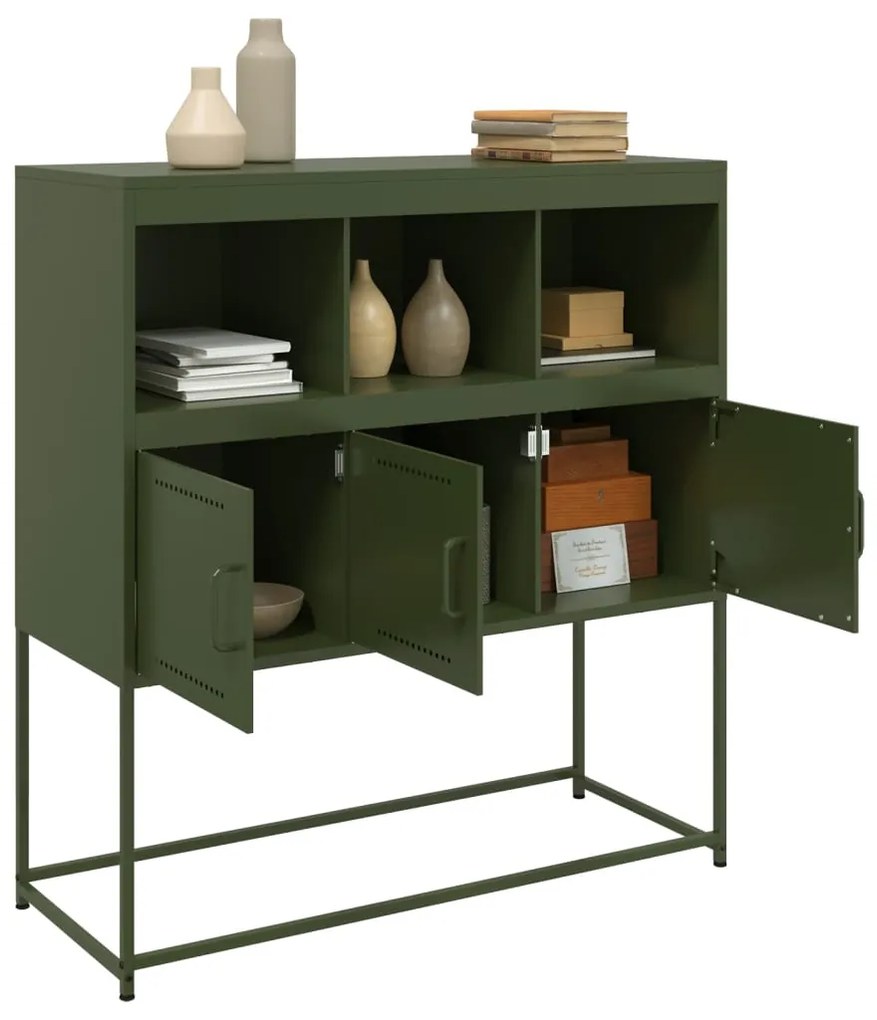 Aparador 100,5x39x107 cm aço verde-azeitona