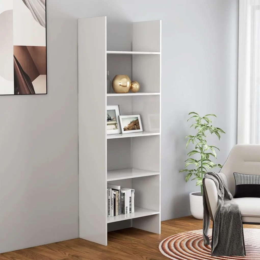 vidaXL Estante 60x35x180 cm derivados de madeira branco brilhante