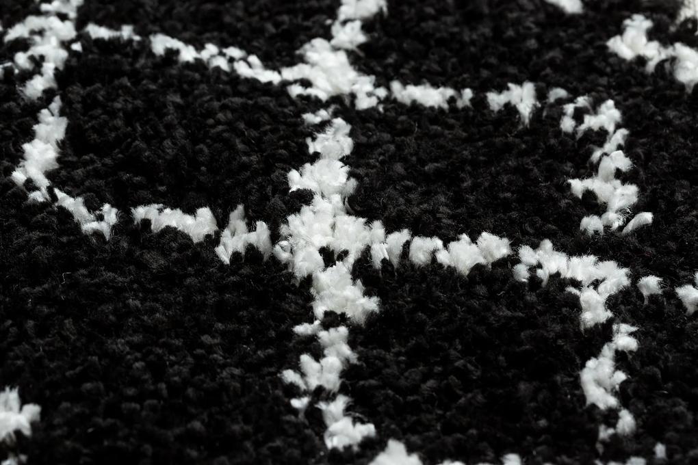Tapete BERBER ETHNIC G3802 redondo preto/branco Franjas berbere marroquino shaggy