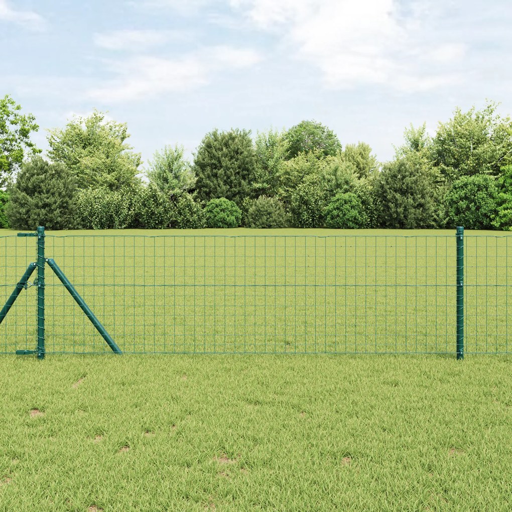 Cerca Euro com 13 Postes 0.4x50 m Aço Galvanizado Verde