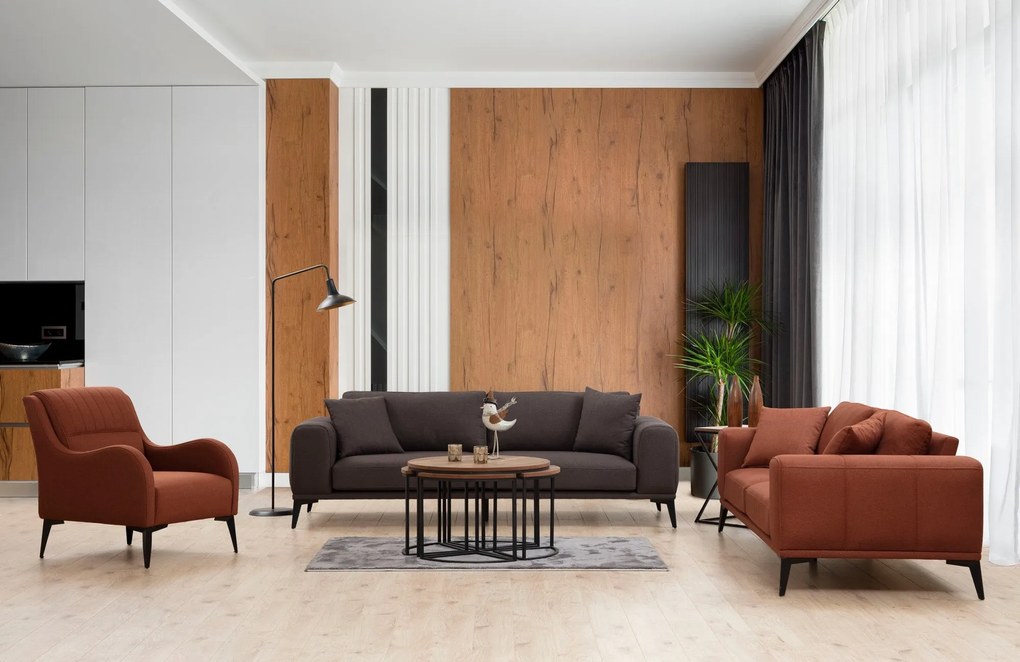 Sofá de 3 Lugares Kenzo – Vermelho Telha – 235x90x80 cm