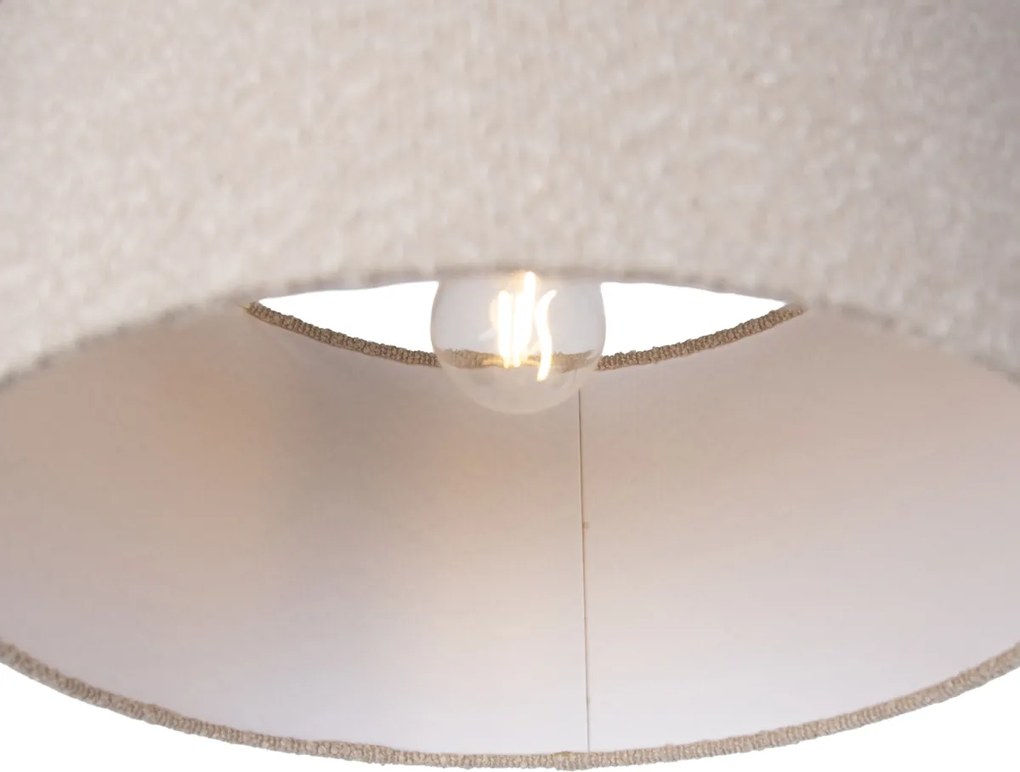 Candeeiro suspenso preto com tecido Teddy bege 35cm 3-luzes - Cava