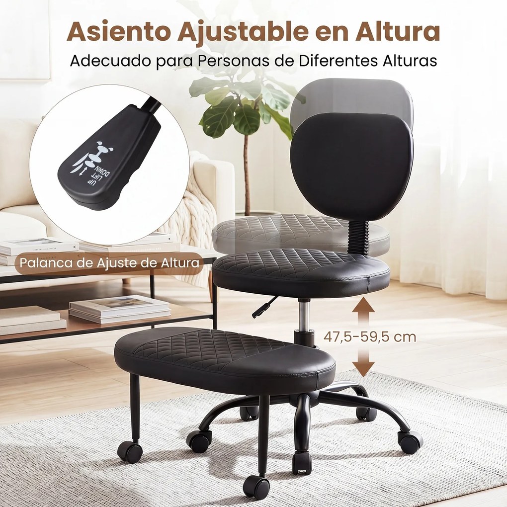 Cadeira de Meditação Ergonómica, 88 x 64 x 78-90 cm, Apoio de Pés Giratório, Preto