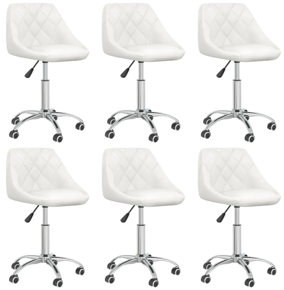 vidaXL Cadeiras de jantar giratórias 6 pcs couro artificial branco