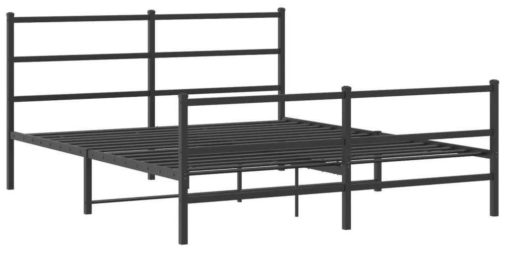 Estrutura de cama com cabeceira e pés 160x200 cm metal preto