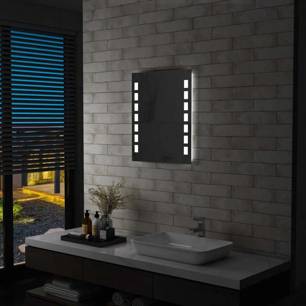 144696 vidaXL Espelho de parede LED para casa de banho 50x60 cm