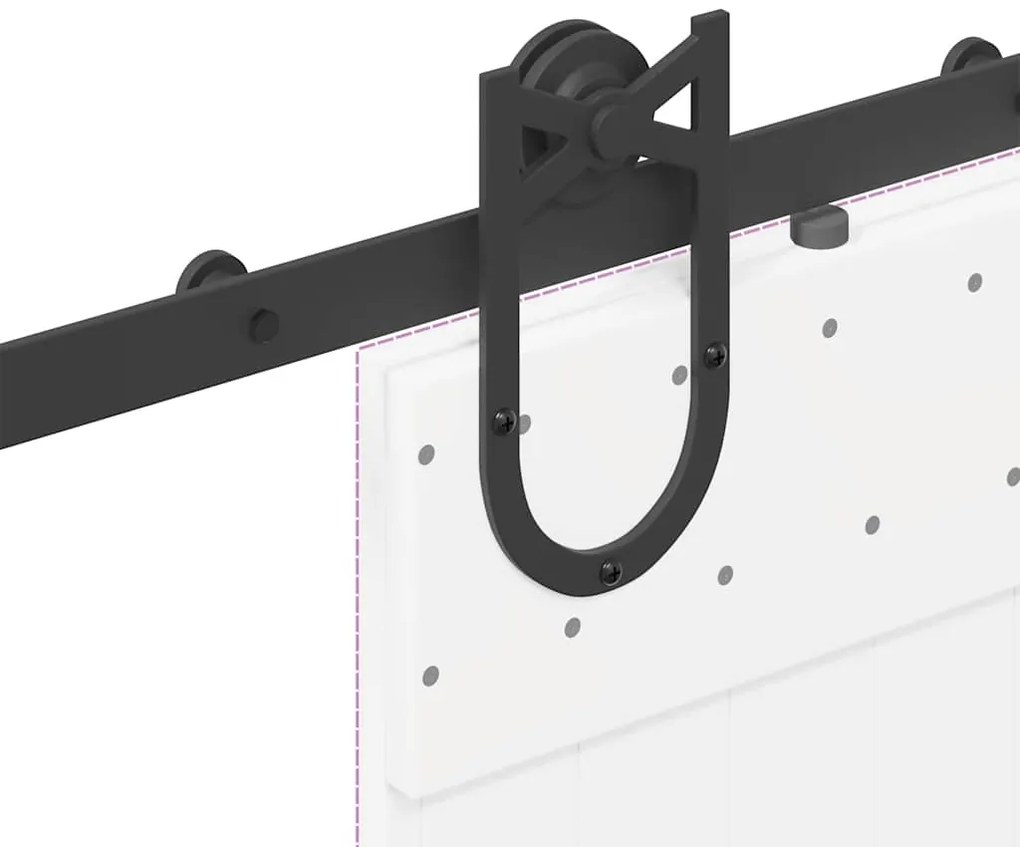 Kit de ferragens para porta deslizante 200 cm aço preto