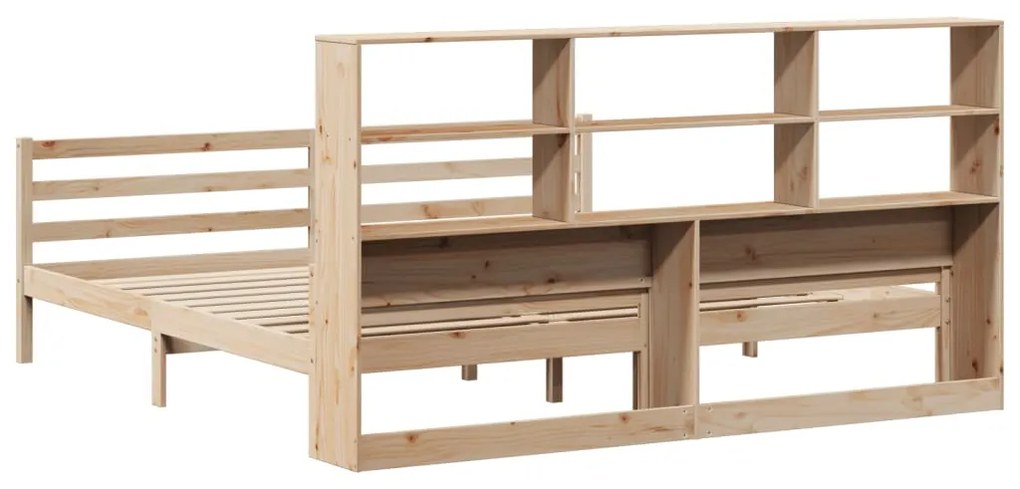 Cama com estante sem colchão 200x200 cm pinho maciço