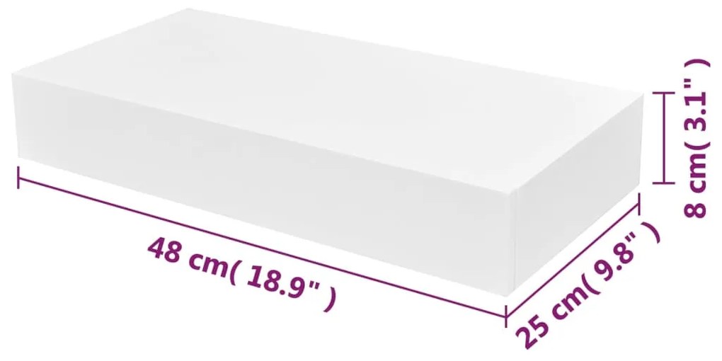 Prateleira de parede com 1 gaveta de MDF, branco