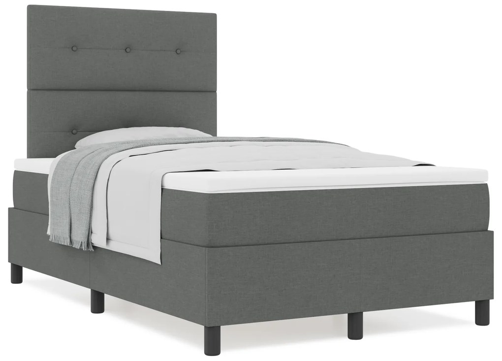 Cama Box Spring com Colchão Cinza Escuro 120x200 cm Tecido