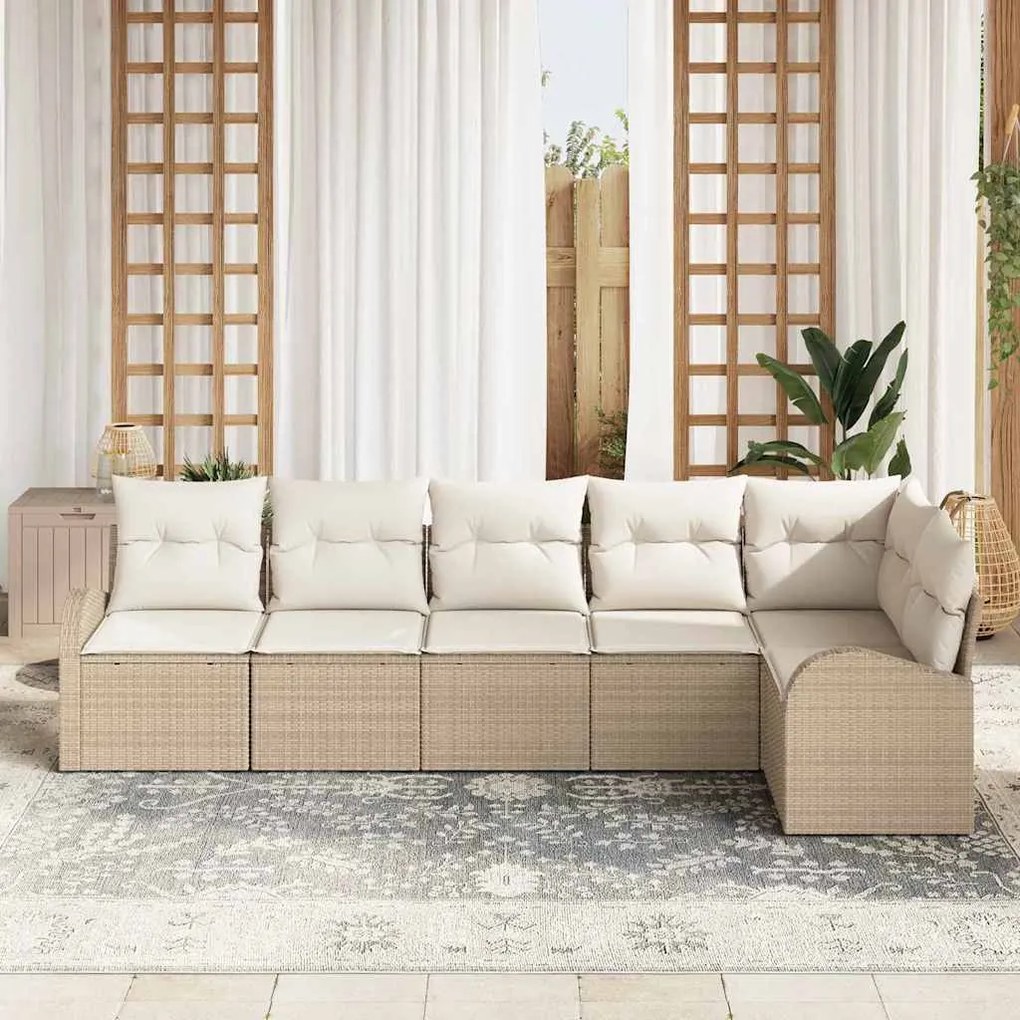 Conjunto de Sofá de Jardim 6 Peças com Almofadas em Rattan de Polietil