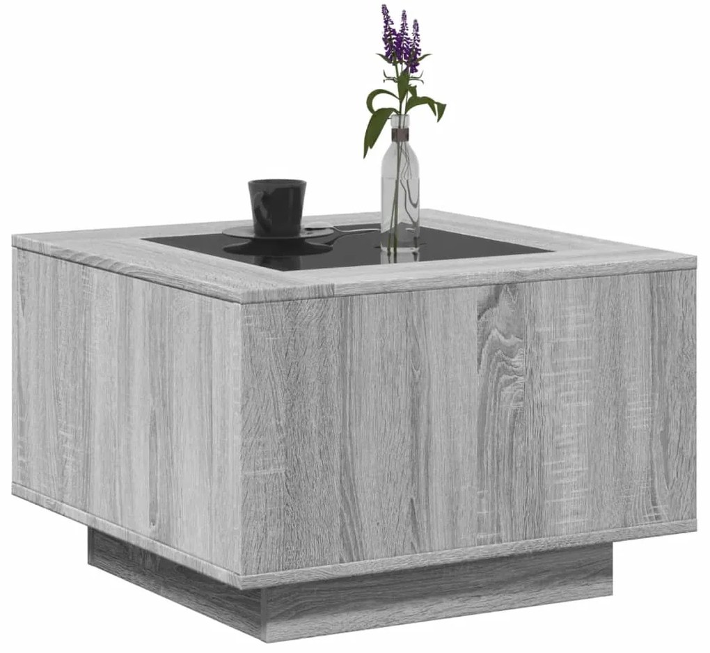 Mesa de centro c/ LEDs 60x60x40 cm derivados de madeira