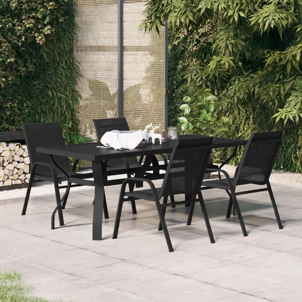 vidaXL 5 pcs Conjunto de jantar para jardim preto