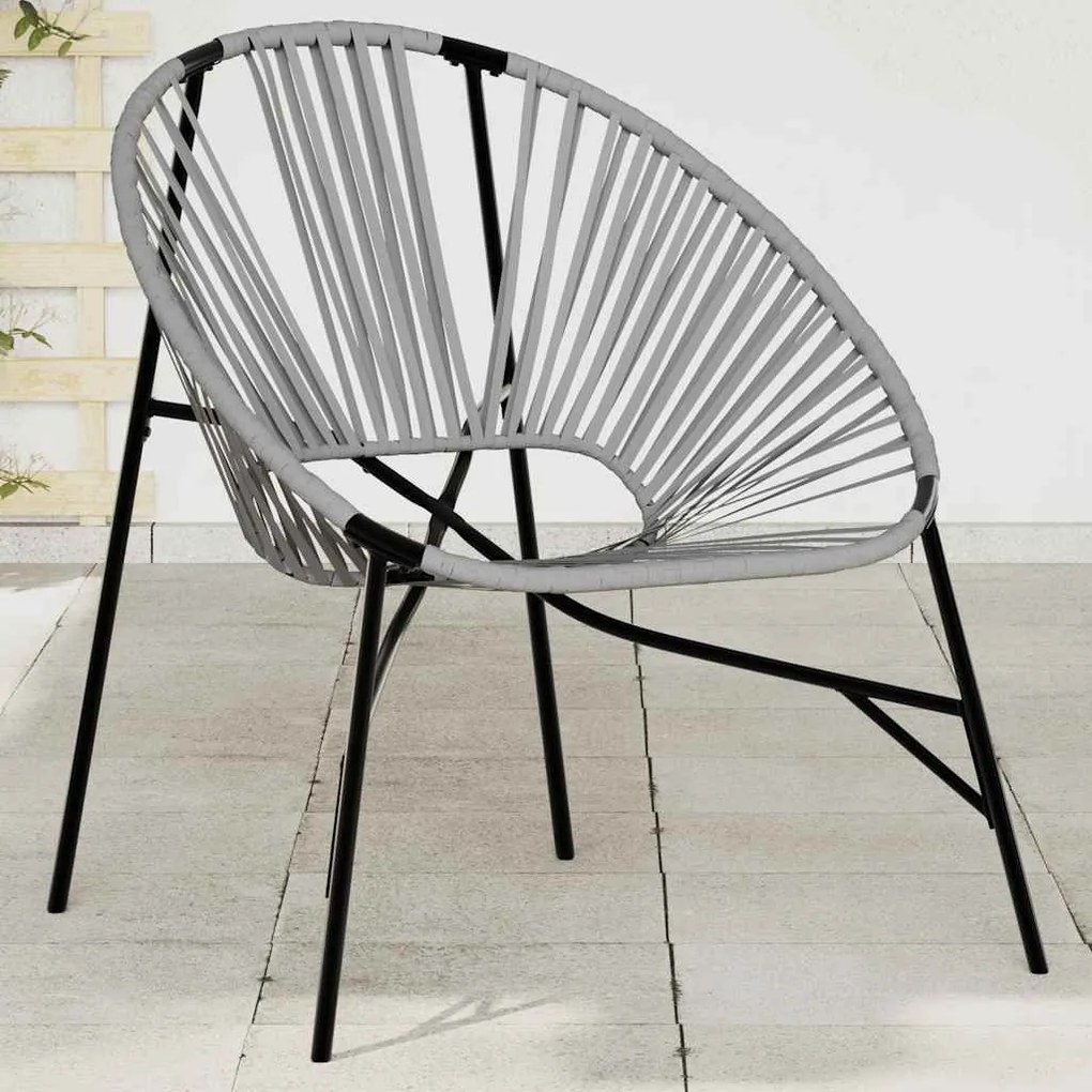 vidaXL Cadeira de jardim em forma de ovo vime PE preto e cinza-claro