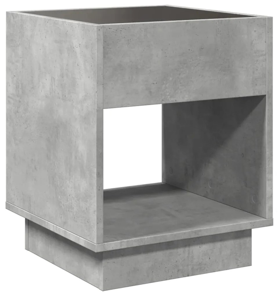 Mesa de centro luzes LED Infinity 40x40x50 cm cinzento cimento