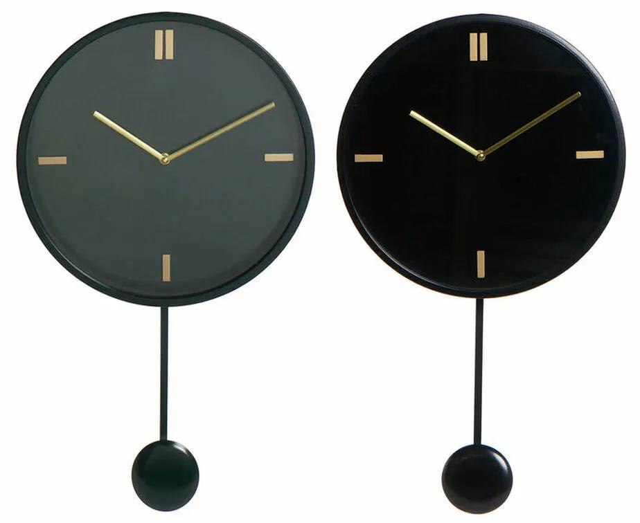 Relógio de Parede DKD Home Decor Preto Verde Ferro Madeira MDF (35 x 6 x 70 cm) (2 pcs)