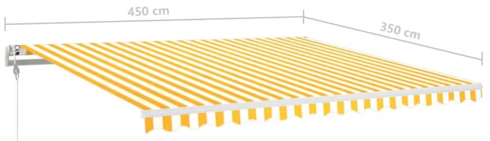 Toldo automático LED e sensor de vento 450x350cm amarelo/branco