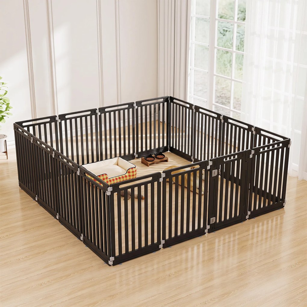 Parque Modular para Cães, 53 x 81 cm, Fecho Duplo, Preto