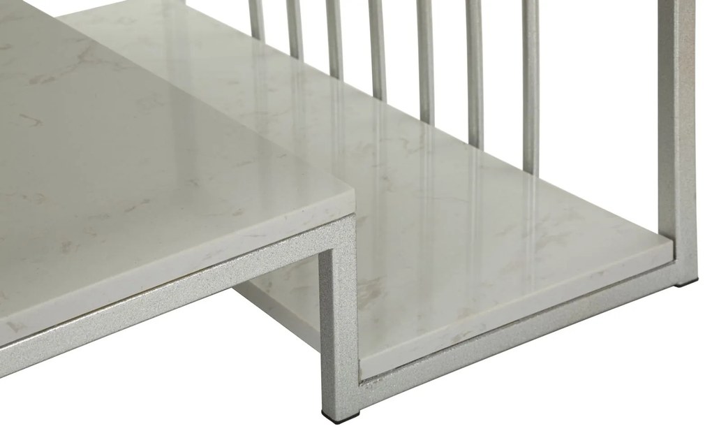 MESA DE CENTRO KAYSERI 90X60X45 CM PRATA E BRANCO