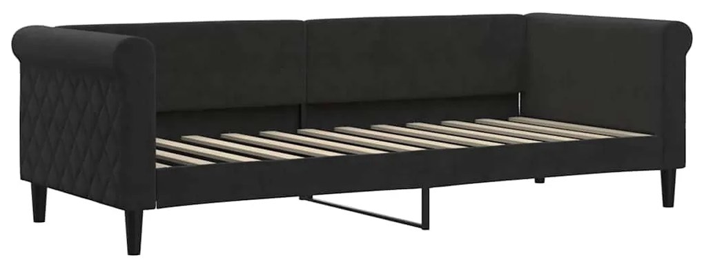 Sofá-cama com gavetão e colchões 80x200 cm veludo preto