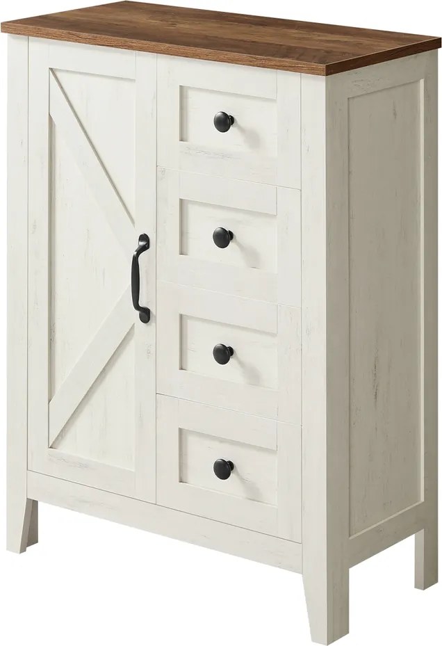 Armário de casa de banho 30 x 60 x 80 cm com prateleira ajustável e 4 gavetas com portas Branco