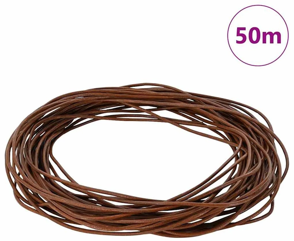 vidaXL Corda de Couro Marrom Claro Ø1 mm x 50 m Couro