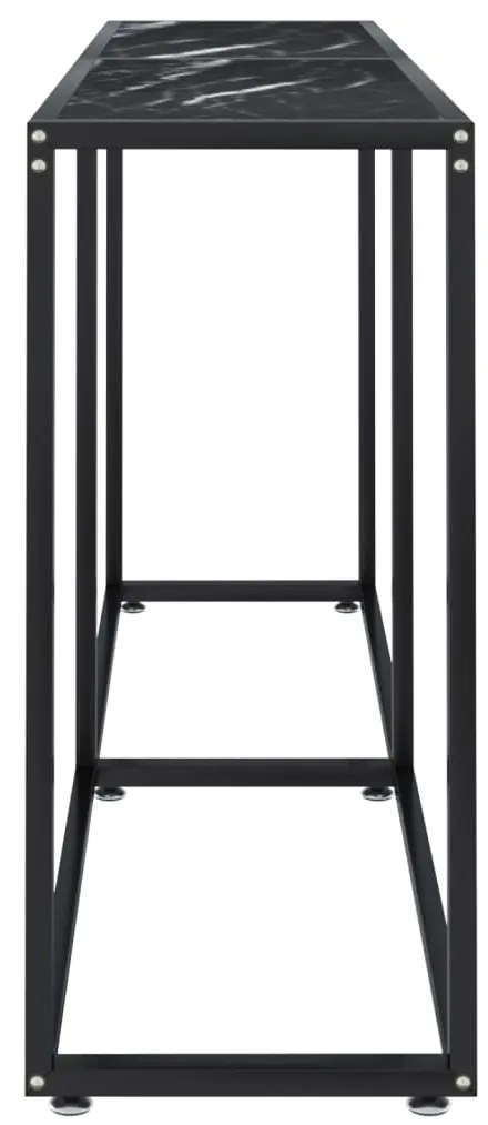 Mesa consola mármore preto 160x35x75,5 cm vidro temperado