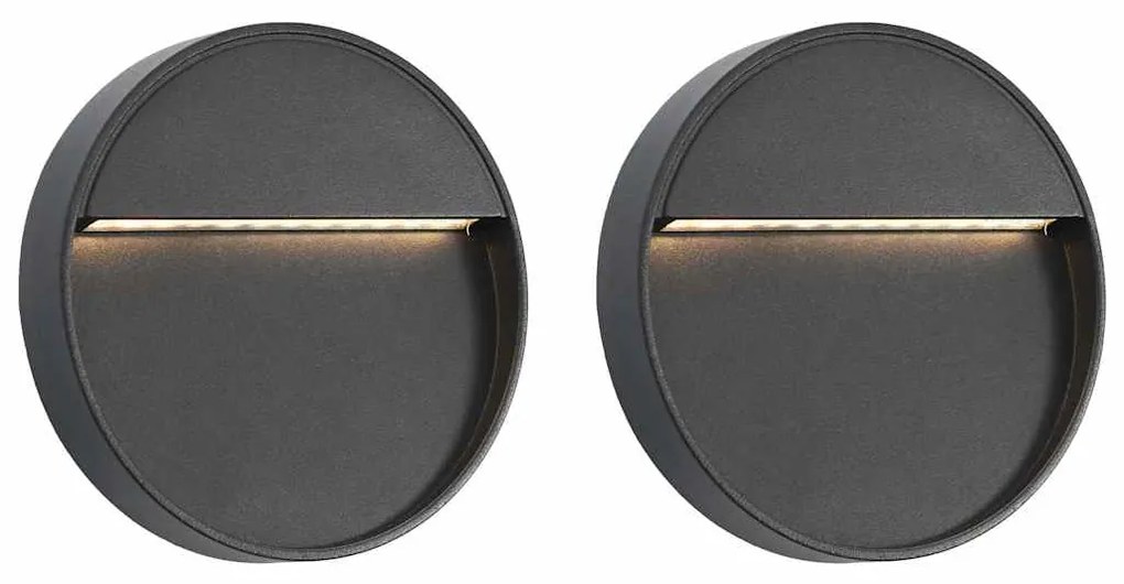 Candeeiros LED de parede exterior 2 pcs 3 W redondo preto