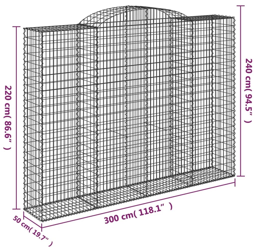 Cestos gabião arqueados 5pcs 300x50x220/240cm ferro galvanizado