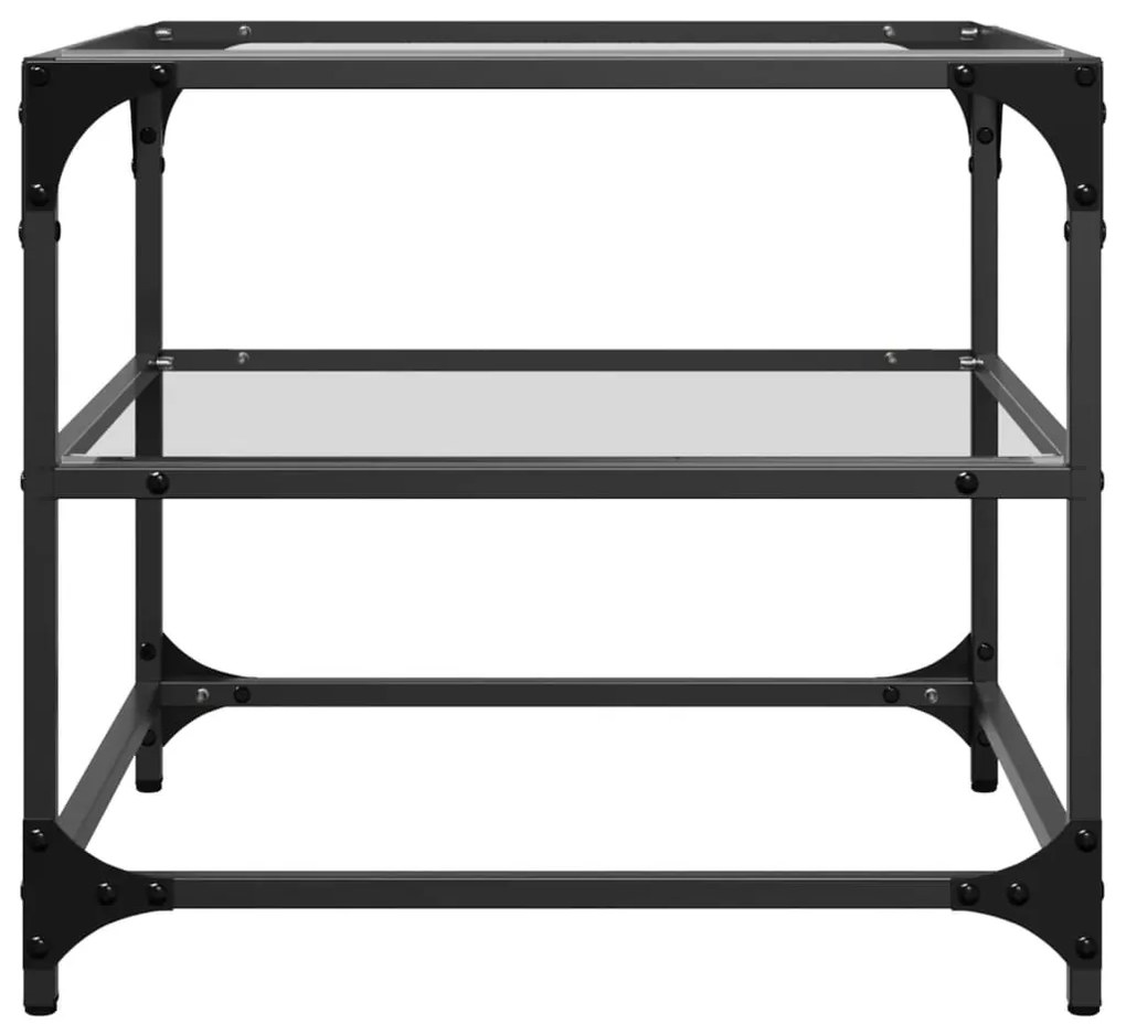 Mesas de centro c/ topo vidro transparente 2 pcs 50x50x45cm aço