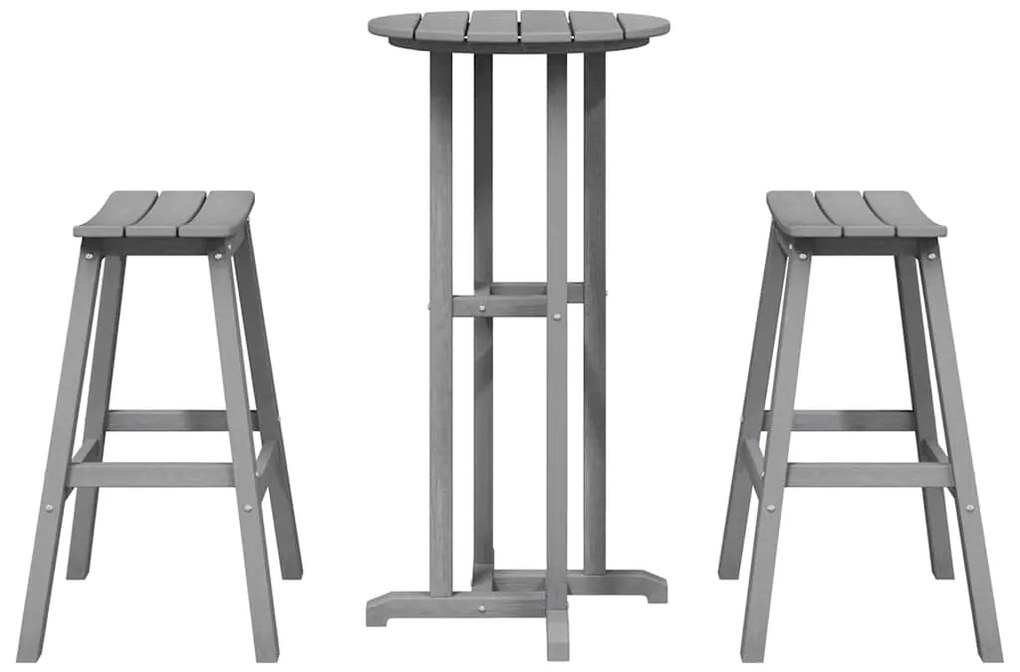 Conjunto de Bar para Jardim vidaXL 3 Peças Cinzento-claro HDPE