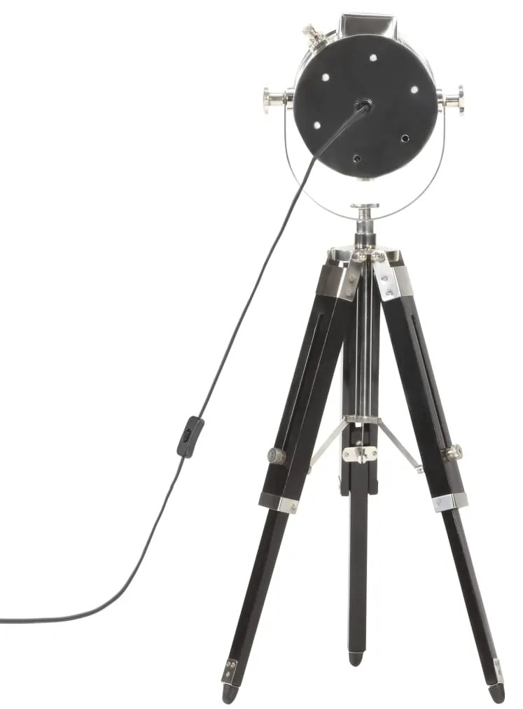 Candeeiro de chão tripé 69 cm madeira mangueira maciça preto