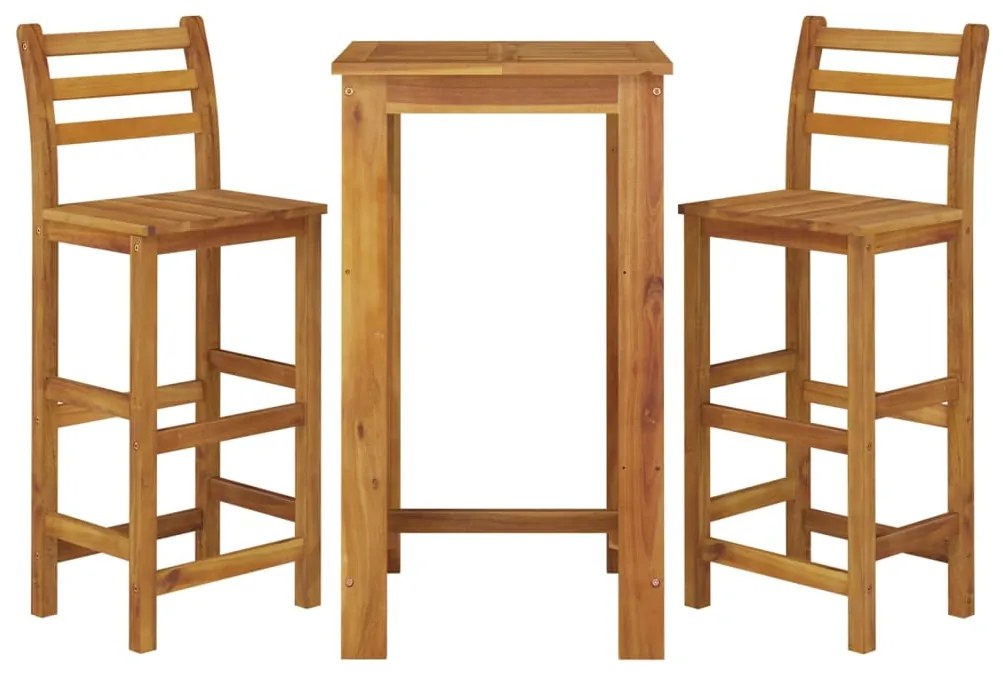 Conjunto de bar para jardim 3 pcs madeira de acácia maciça