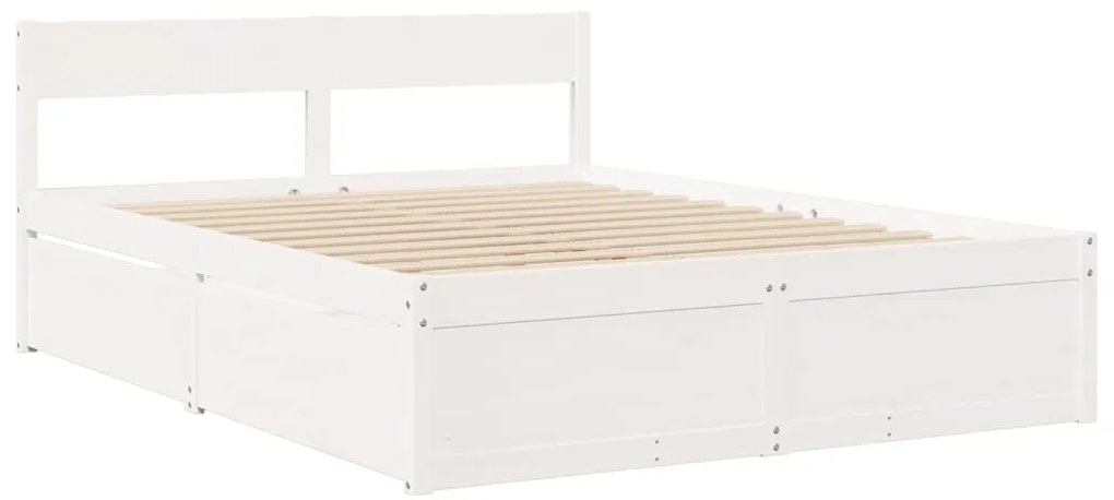 Cama sem colchão 140x200 cm madeira de pinho maciça branco