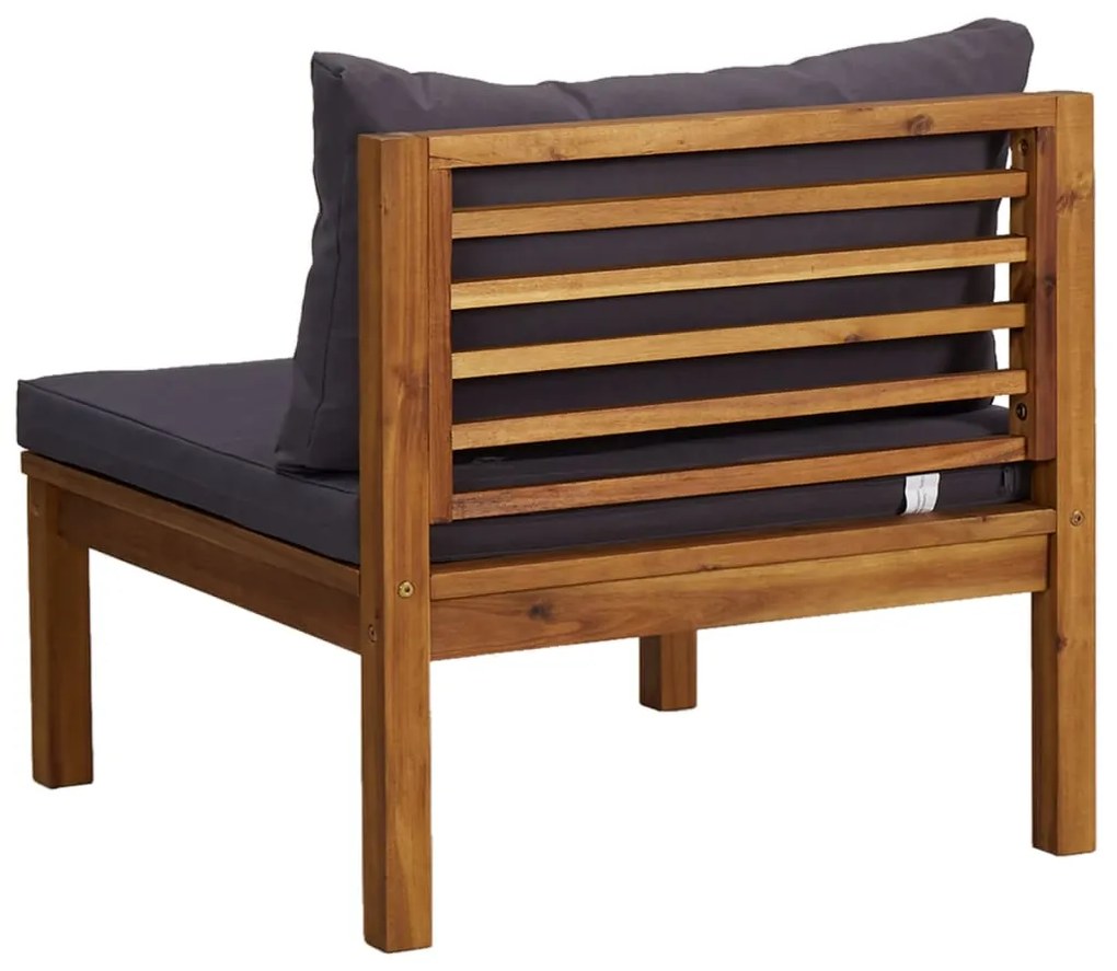 3 pcs conj. lounge de jardim c/ almofadões cinza-escuro acácia