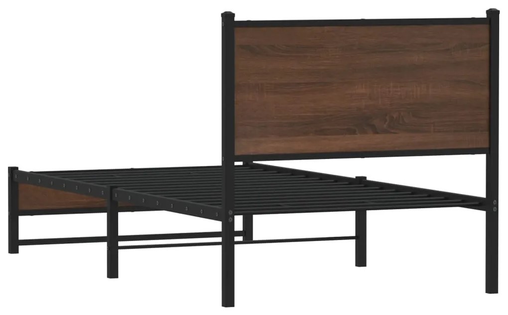 Estrutura de cama sem colchão 90x200 cm metal carvalho castanho