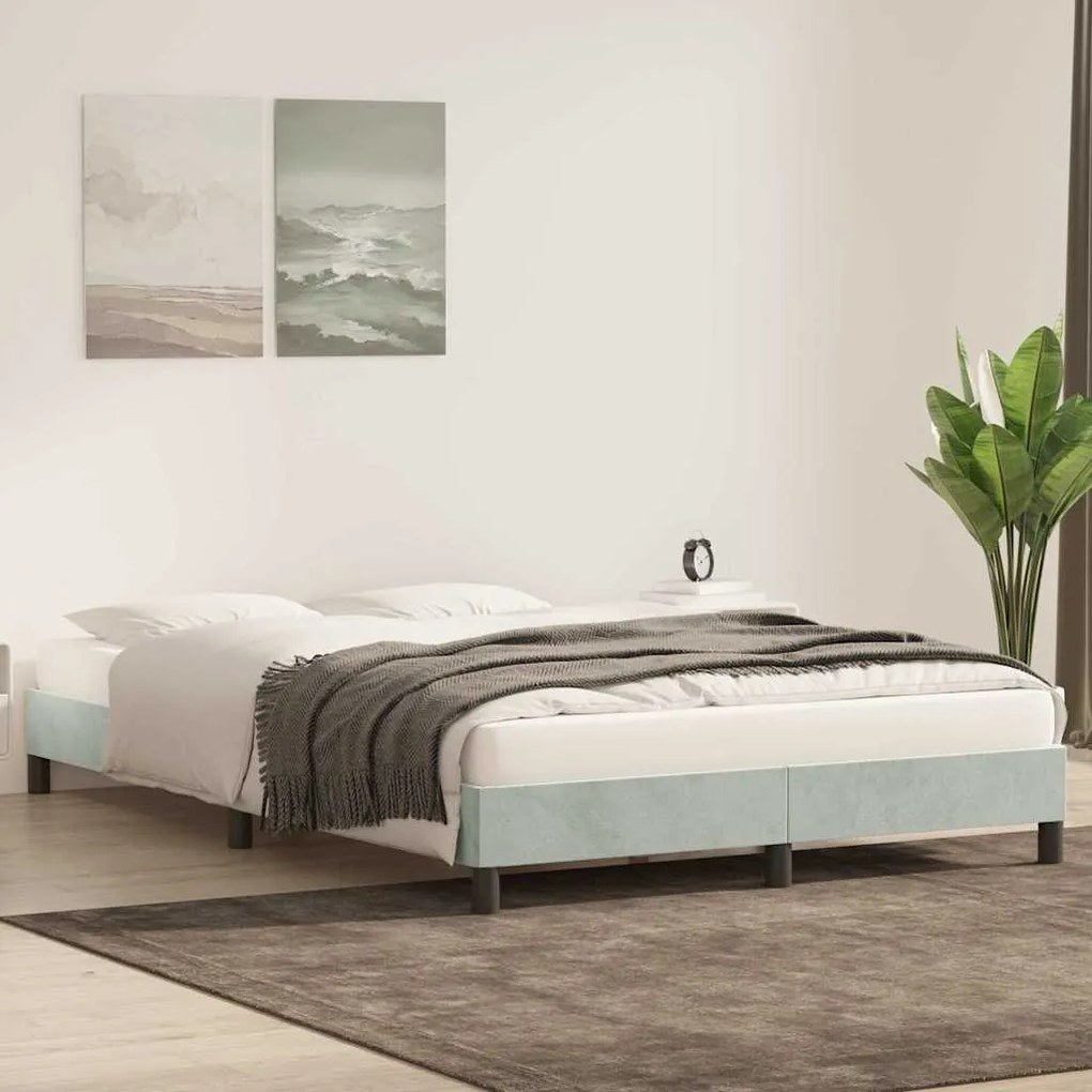 Estrutura de cama sem colchão 160x220 cm veludo cinzento-claro